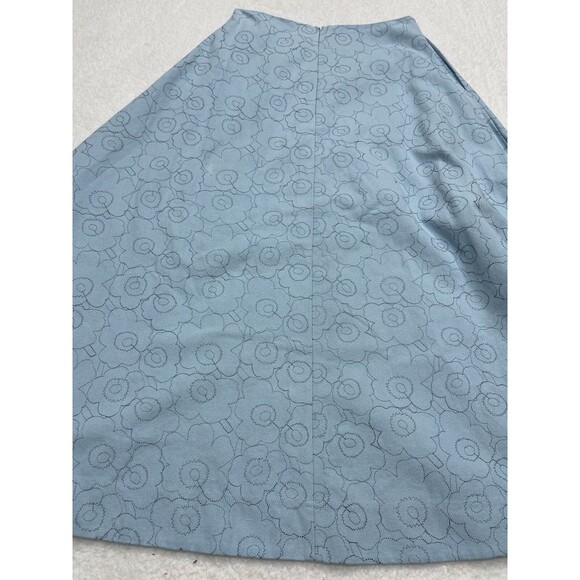 Anthropologie Marimekko Midi Skirt Blue Piirto Unikko Preppy Retro Size 34 New - Picture 8 of 13